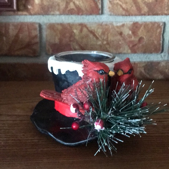 Rare Red Cardinal Frosted Candle Tea Light Holder - Picture 5 of 7